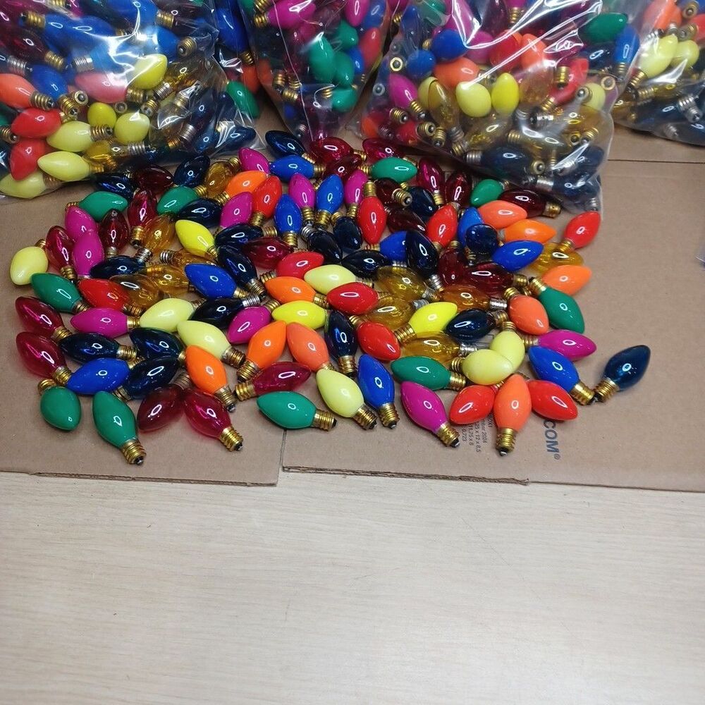 Lot 100+ Colored Christmas String Bulbs Lights C7  Indoor Outdoor Vintage